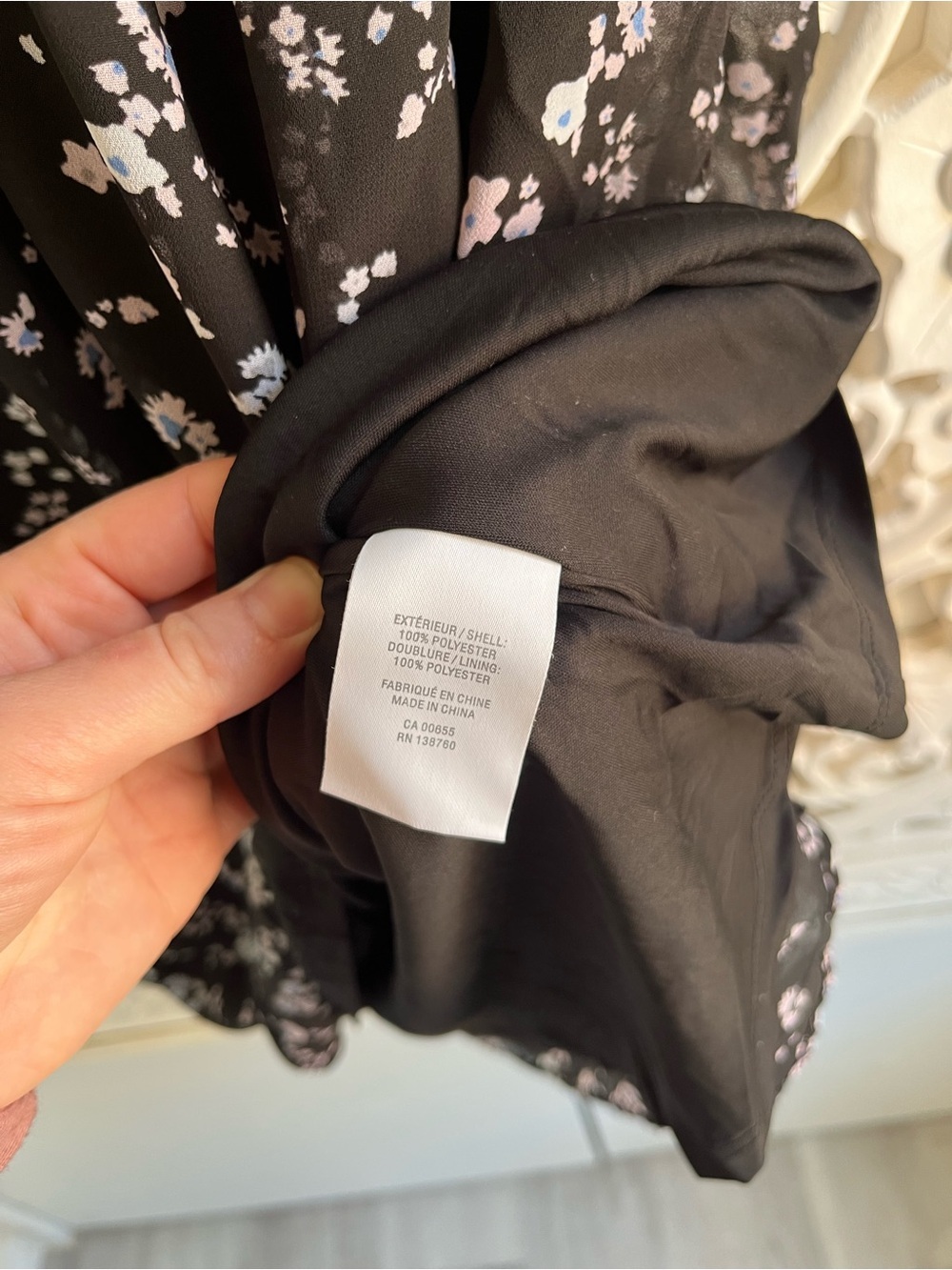 Reitmans Black Floral Chiffon Dress Size 4 Pleated Pintuck Shift Dress - Picture 6 of 6
